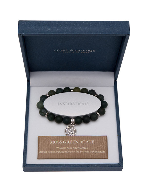 Tree Of Life Bracelet Moss Green Agate Matte
