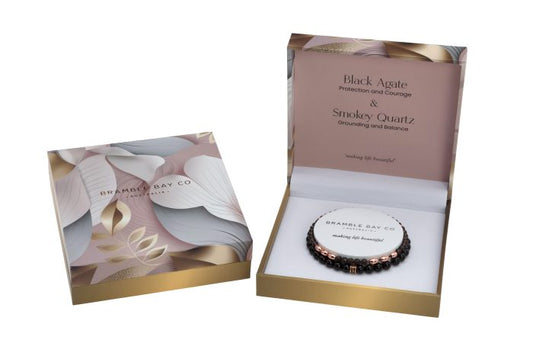 Elegance Black Agate & Smokey Quartz Bracelet