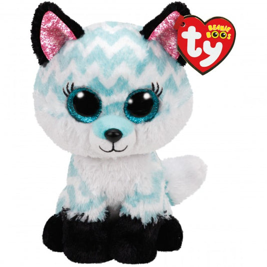 Beanie Boo Regular Atlas Fox Aqua Chevron