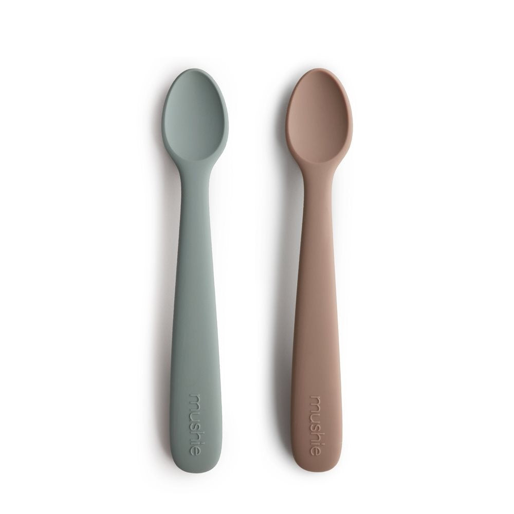 Mushie Silicone Feeding Spoons 2 Pack Stone/ Cloudy Mauve